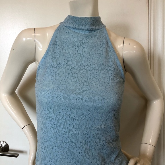 Light Blue Lace Halter Neck Top Size: S - Picture 3 of 7